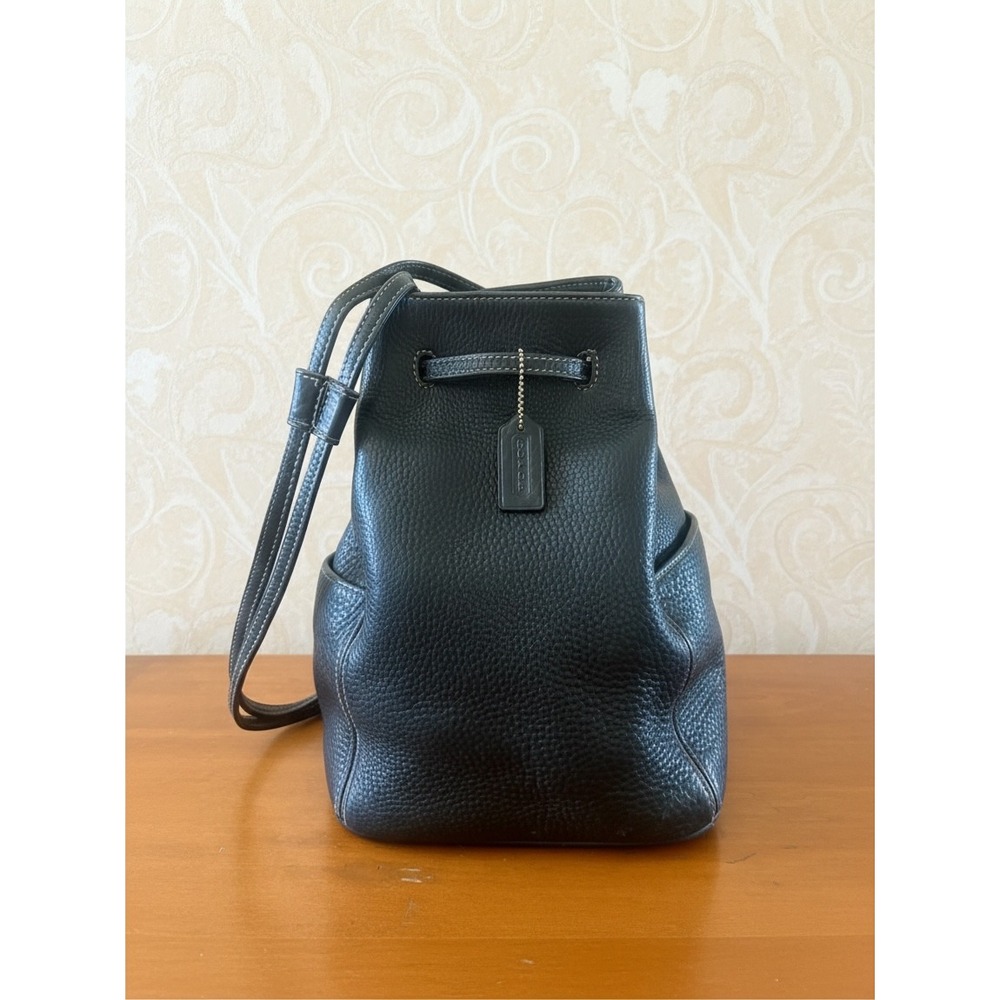 Vintage 1995 Coach Sonoma Sling 4922 Black Pebbled Leather Backpack USA